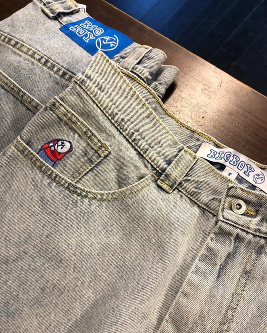 retro blue hip hop big boy jeans y2k pants streetwear gothic cartoon embroidery baggy jeans punk rock high waist wide trouser ripped baggy denim