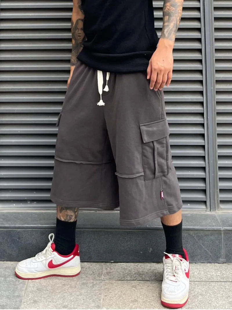 men casual sweatpant elastic waist streetwear track drawstring capris pants new fashion loose trousers hip hop baggy joggers urban active pants