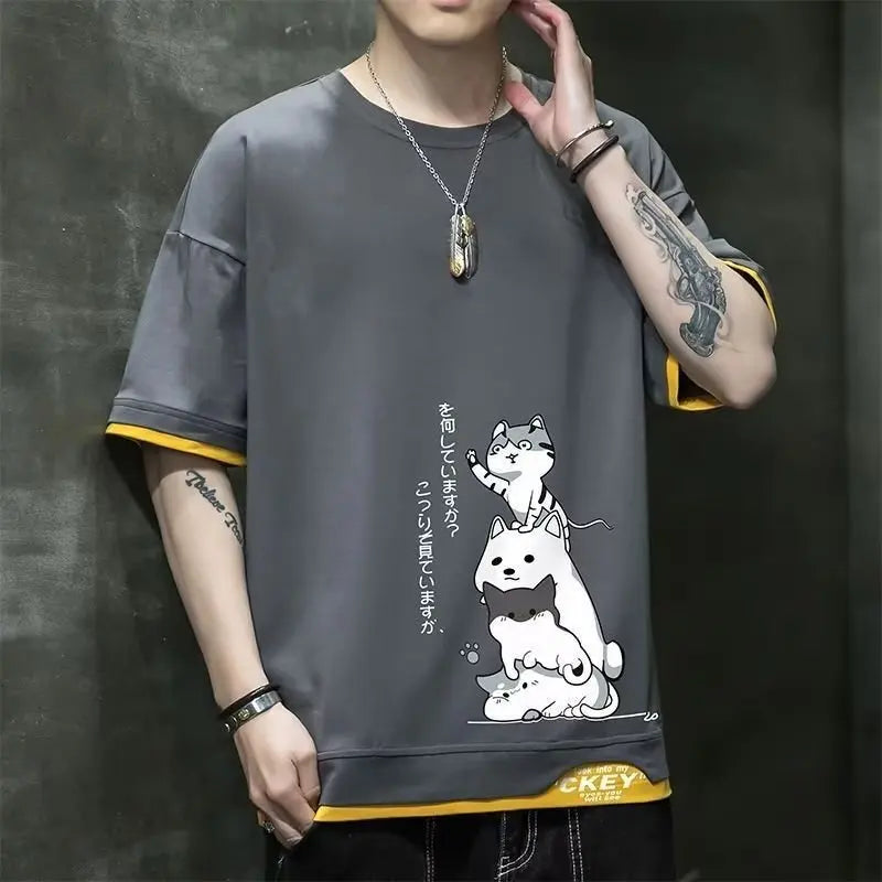 Y2k Aesthetic piece – New Mens Harajuku T Shirt Japan Graphic Hot Sale Cartoon Cas