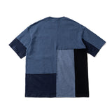 Glitchcore Aesthetic piece – 2024 Retro Color Block Patchworkt Shirt Hip Hop Streetwear T
