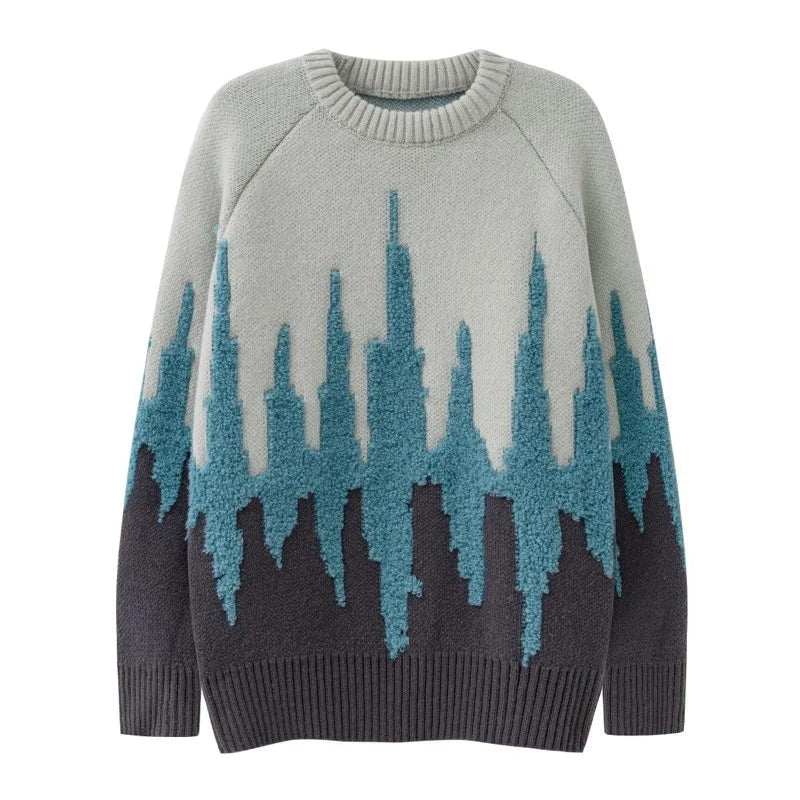 fashion pattern knitted sweater mens casual drop shoulder pollover unisex harajuku y2k streetwear loose knit sweaters jumpers - vintage look oversized hoodie, 2025 streetwear drop, anime inspired graphic hoodie