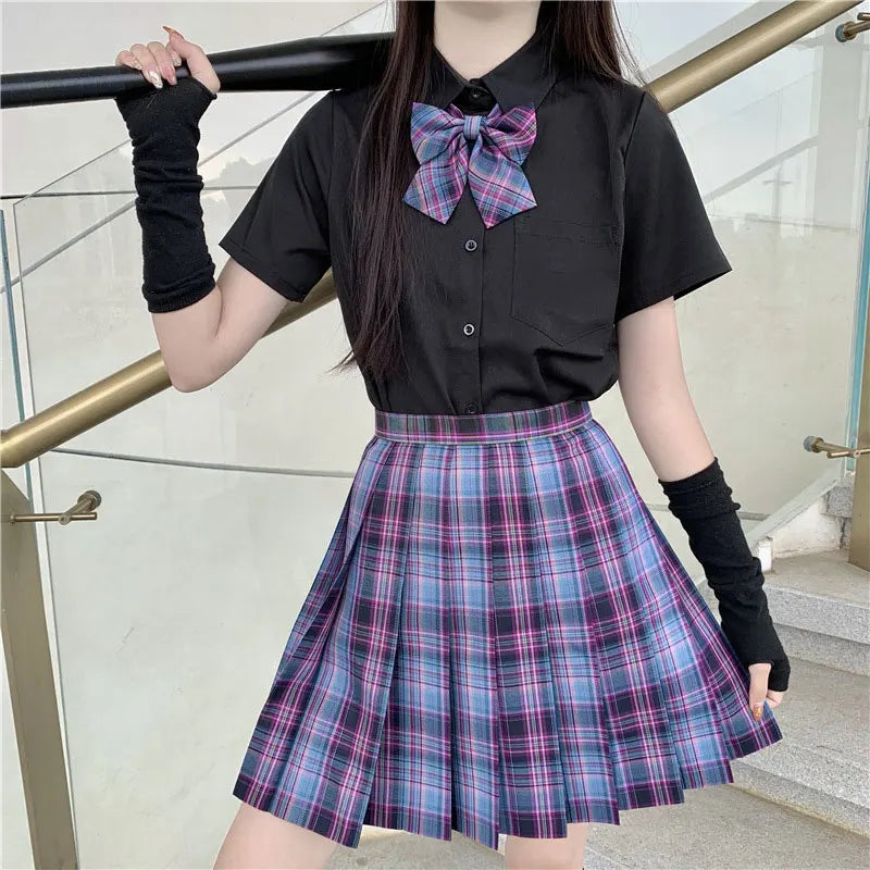 Jk Uniforms Gyaru School Uniform for Girl Student Pleated Skirt Uniform Set Women Short Sleeve Bow Tie Seifuku Japanese Style