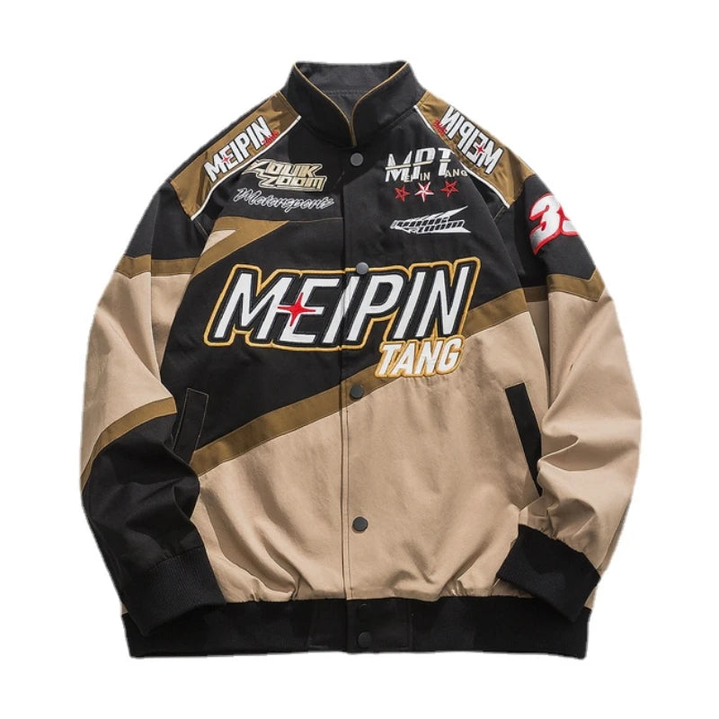fashion racing style jacket coat mens letter embroidery loose coats unisex streetwear new casual motorcycle jackets outerwear - variant style 47e5b8 for streetwear fashion