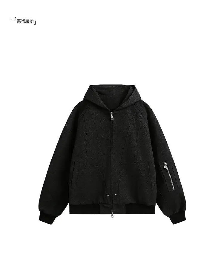 checkered varsity bomber, high-street look, men's streetwear fashion, trendy oversized fit, urban techwear design, modern hip
