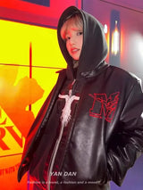 PU leather jacket men high-quality contrasting splicing jackets American retro y2k top European and American street high street