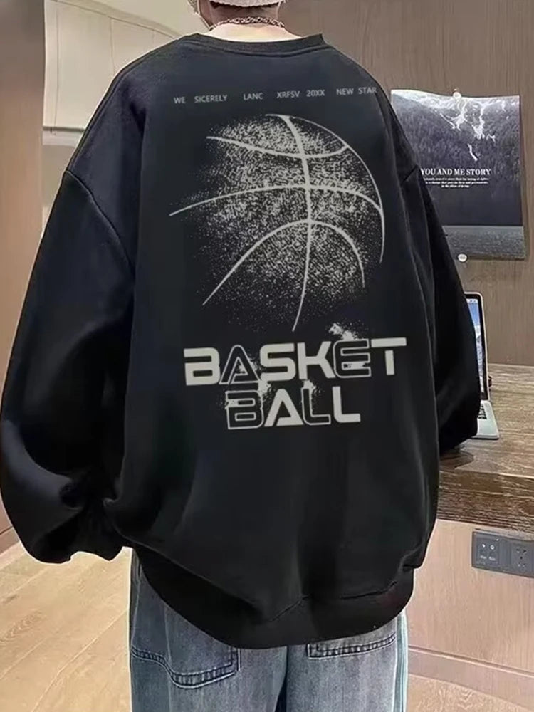 Funny Cartoon Basketball Graphic Pullovers Fleece Sweatshirts Hombre