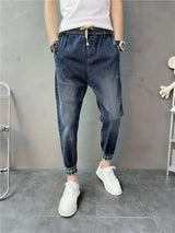 korean fashion harem jeans men high quality loose all match male jean trousers 2024 spring autumn trend straight leg denim pants unique jeans style 1780