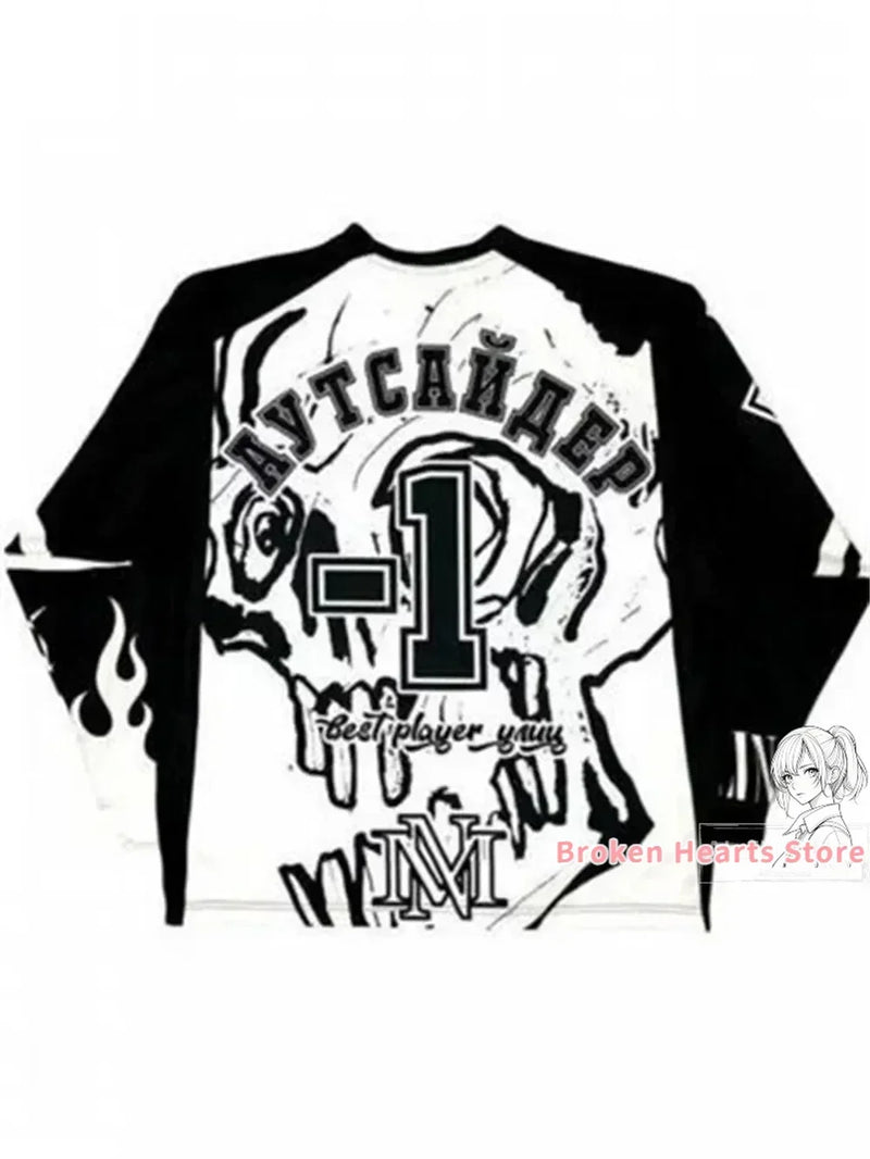Vaporwave Vintage print – Casual Fashion Harajuku Y2K Hip Hop Sprots Long Sleeves T Sh