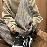 autumn striped woolen straight leg pants for men classic y2k vintage baggy trousers new casual high street fashion sweatpants unique joggers style 277