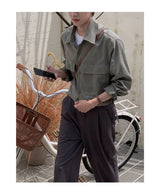 Spring And Autumn New Korean Style Shirt Men Suede Loose Trendy And Ve