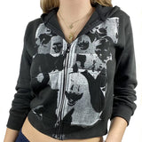 Y2K Aesthetic Hip Hop Tops Streetwear Gothic Women Spring Autumn Long