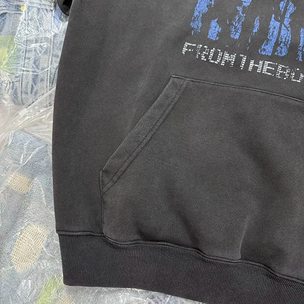 Underground skater culture hoodie with vintage color fade