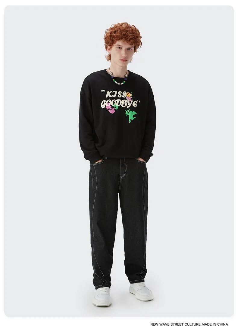 Cyberpunk Shirt – Rainbowtouches 2022 Men Long Sleeve Vintage Graphic Letter P – Edgy Streetwear for All Genders