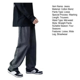 korean mens casual long jeans loose retro straight baggy pants denim wide leg pants light blue grey black retro washed jeans unique jeans style 1266