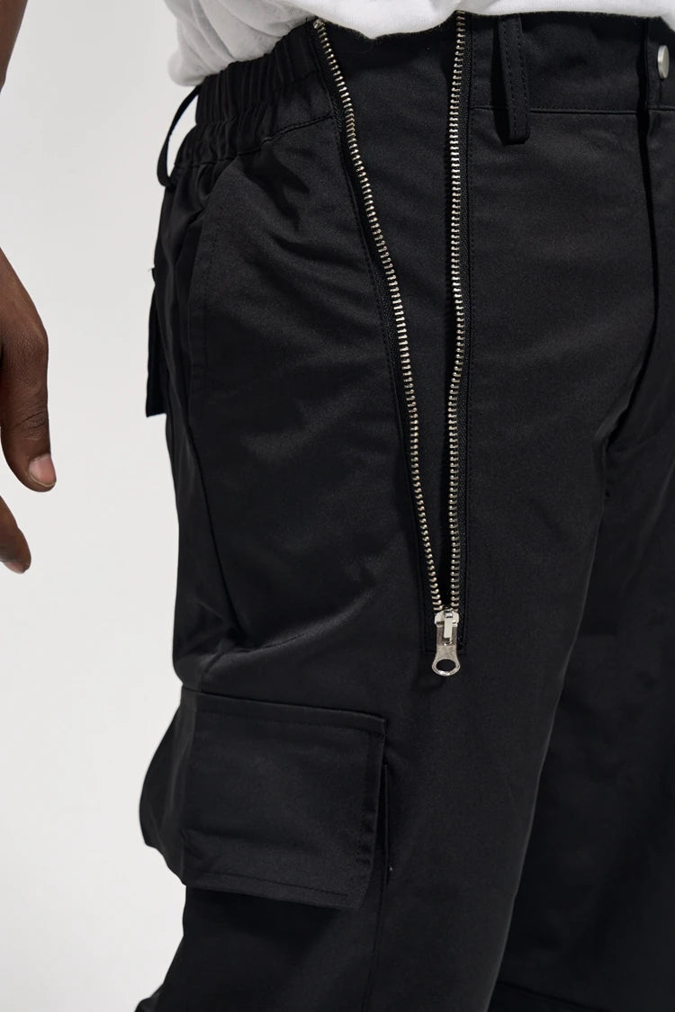 fashion zipper open waist pants with side pockets cargo pants trousers streetwear hip hop military casual pants joggers men unique joggers style 980