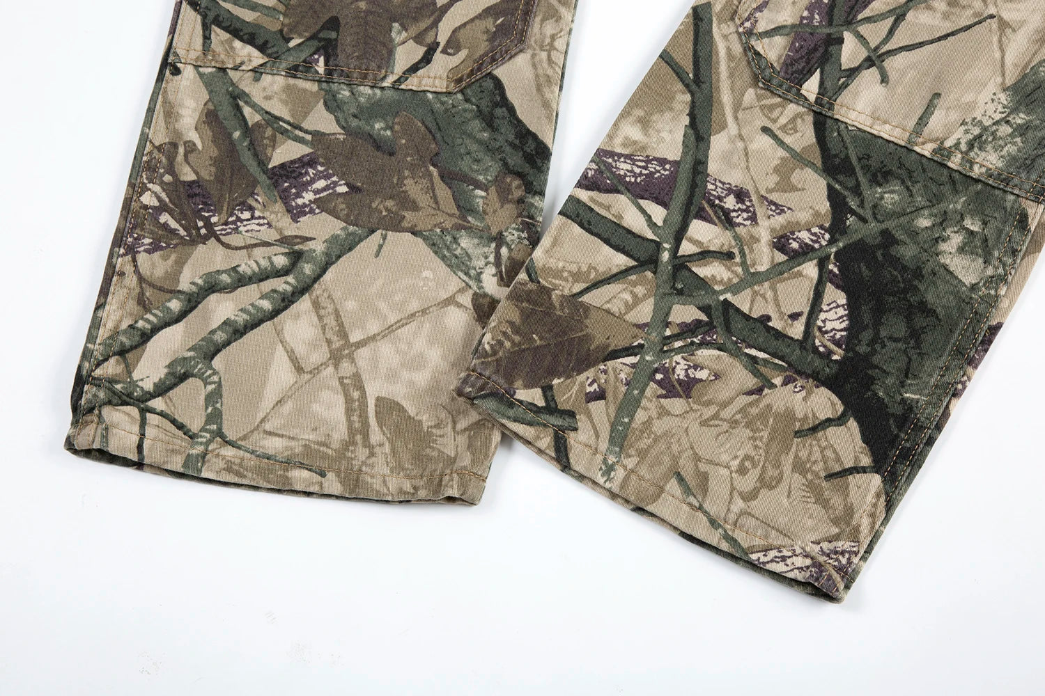 high street leaf camouflage logging pants for men straight patchwork baggy jeans cargos y2k pantalones hombre oversized trousers unique cargo style 1186