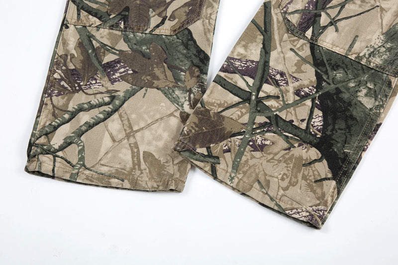 high street leaf camouflage logging pants for men straight patchwork baggy jeans cargos y2k pantalones hombre oversized trousers unique cargo style 1186