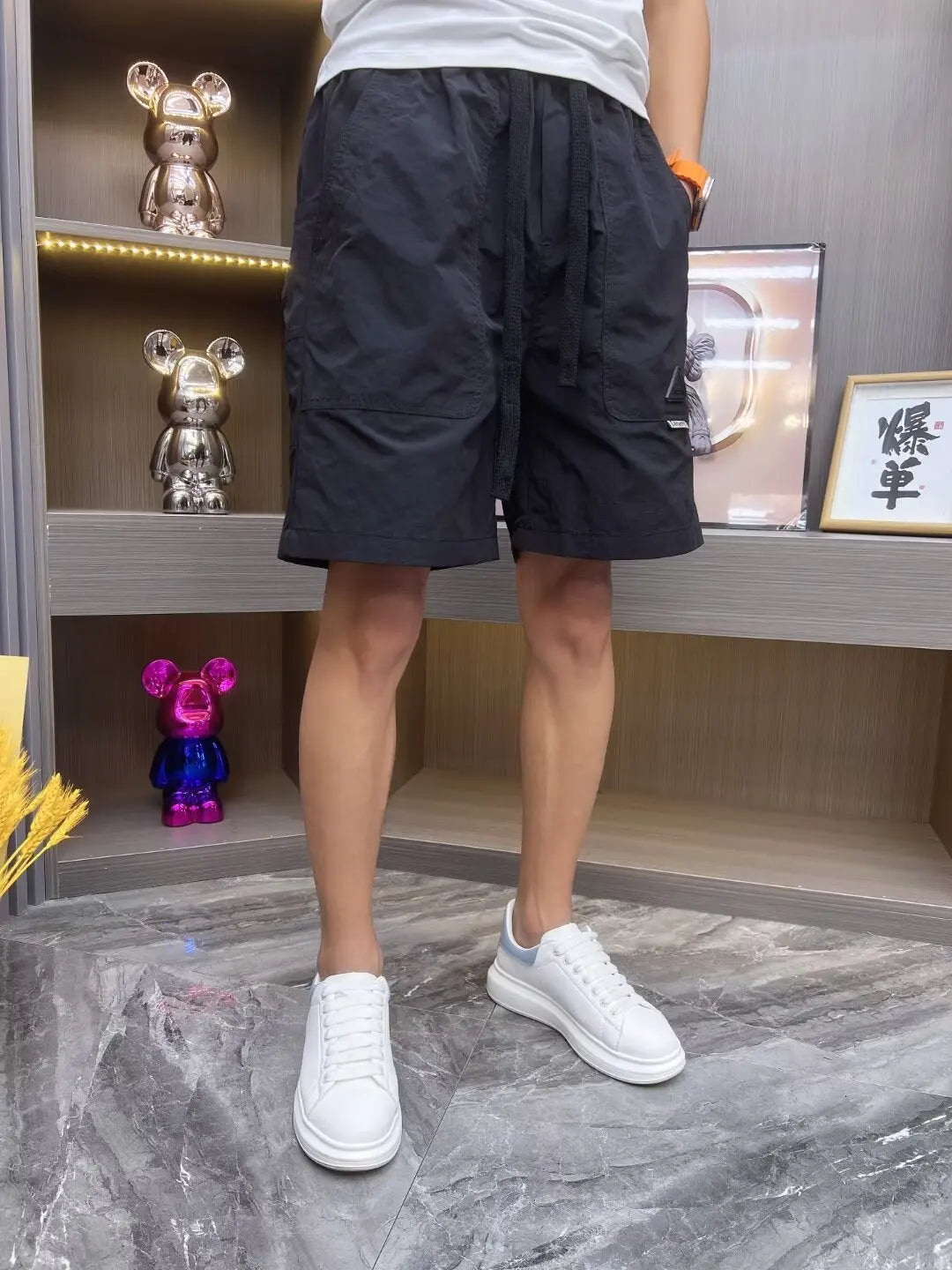 Men Casual Shorts 2024 Summer korean Fashion Brand Drawstring Waist