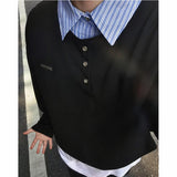 Anime Barcode glitch – Splice Stripe Collar Polo Shirts Men Streetwear Fashion Hip