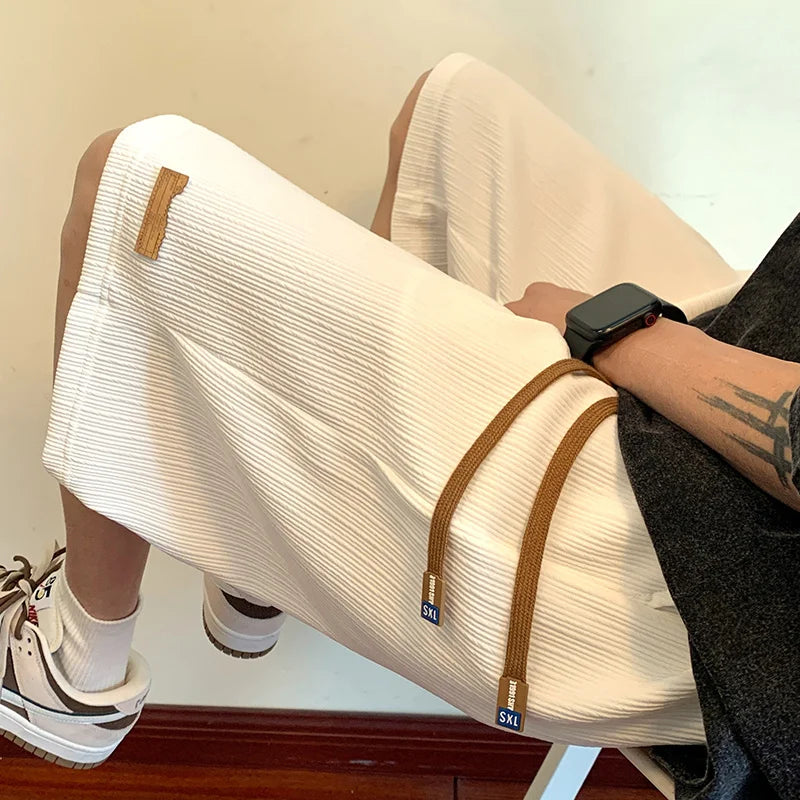 summer running baggy y2k shorts for men casual gym sport short pants threaded solid drawstring basketball bermuda masculina summer street shorts