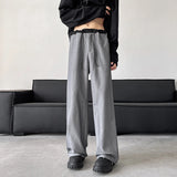 blue gray black elastic waist suit pants men fashion society pants korean loose straight casual pants mens office trousers unique default style 1140