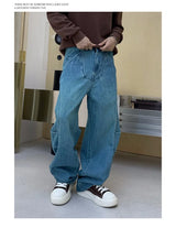 cityboy splice fashion brand jeans men streetwear hip hop vibe loose casual straight washed denim baggy jeans pant man trousers unique jeans style 2667