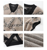 high street harajuku imitation mink hair knitted vest chain color block v neck pullover sweater vest oversized knitwear trendy Y2K vintage urban hoodie, urban wear with bold artwork, unique limited edition hoodie