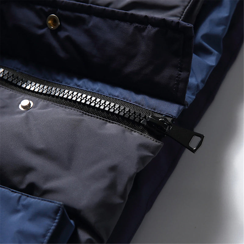2023 Winter Hip Hop Thick Jacket Parka Men Color Patchwork Padded Jacket Coat Warm Streetwear Harajuku Jackets Men Clothing