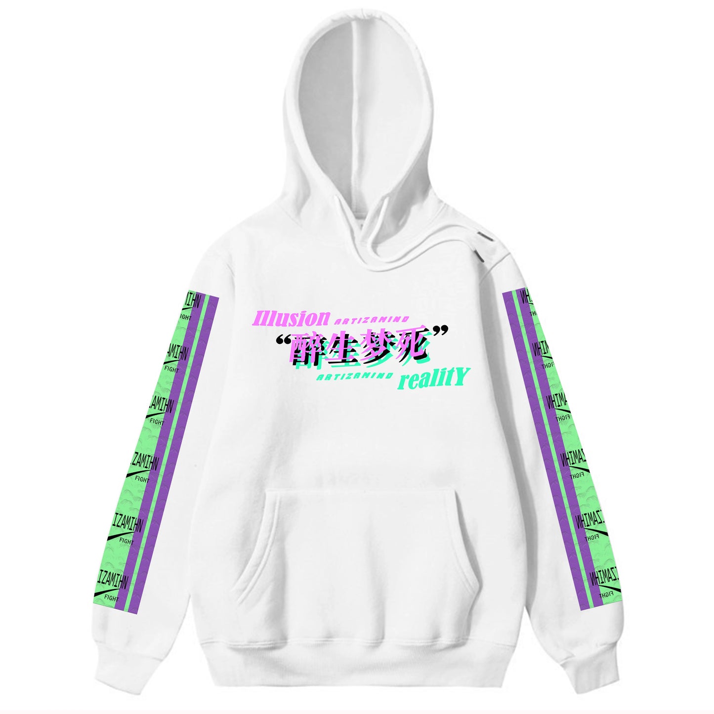 Men Hip Hop Hoodie Sweatshirt Drunk Illusion Chinese Character Hoodie
