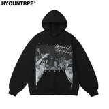 Fashion Punk Rivets Hoodies Pullover Hooded Sweatshirts Harajuku Women