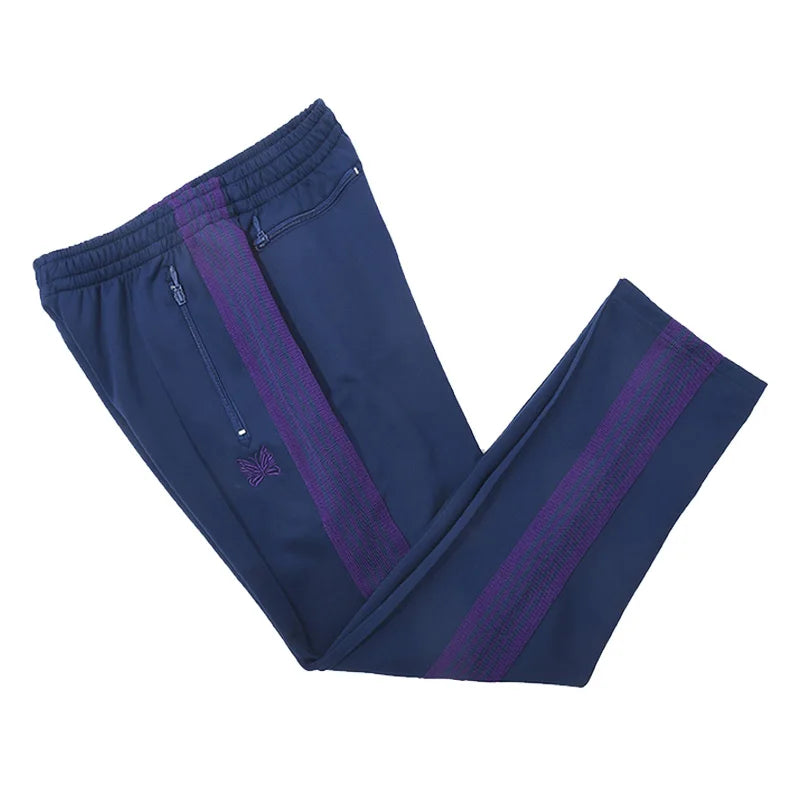 sea blue casual pants men woman loose comfortable side edge weaving stripe embroidery drawstring joggers sweatpants unique joggers style 5263