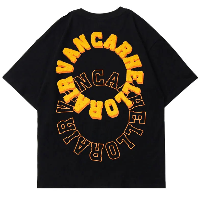 Vaporwave Aesthetic print tee – Mens Tshirt Streetwear Hip Hop Embroidery Letters Cotton Loo
