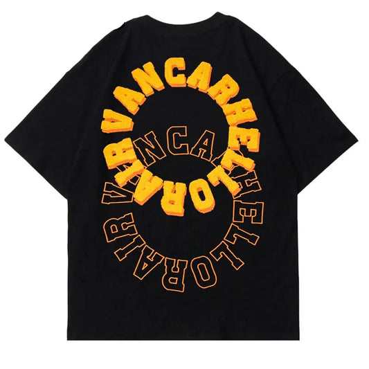 Vaporwave Aesthetic print tee – Mens Tshirt Streetwear Hip Hop Embroidery Letters Cotton Loo