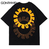 Vaporwave Aesthetic print tee – Mens Tshirt Streetwear Hip Hop Embroidery Letters Cotton Loo