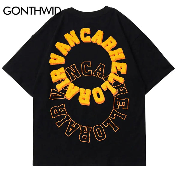 Vaporwave Aesthetic print tee – Mens Tshirt Streetwear Hip Hop Embroidery Letters Cotton Loo