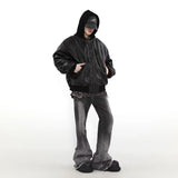 Winter American Fake Two Pieces Parkas Mens Heavy Weight Thicken Hip Hop PU Leather Cotton Jacket Trend Loose Motorcycle Coats