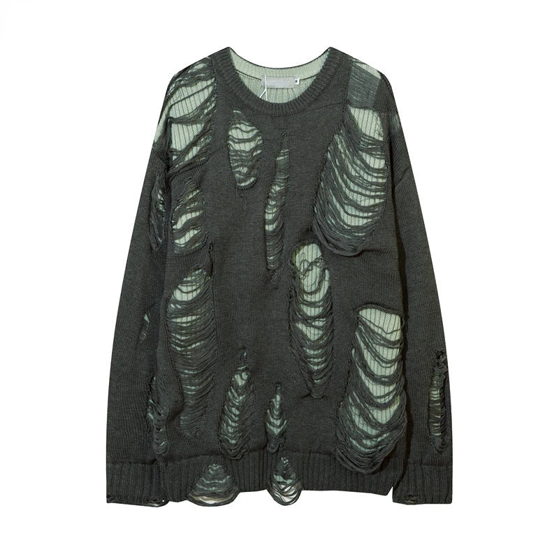 grunge pullover streetwear, modern knitwear, cozy fashion fit, stylish street outfit, modern aesthetic appeal