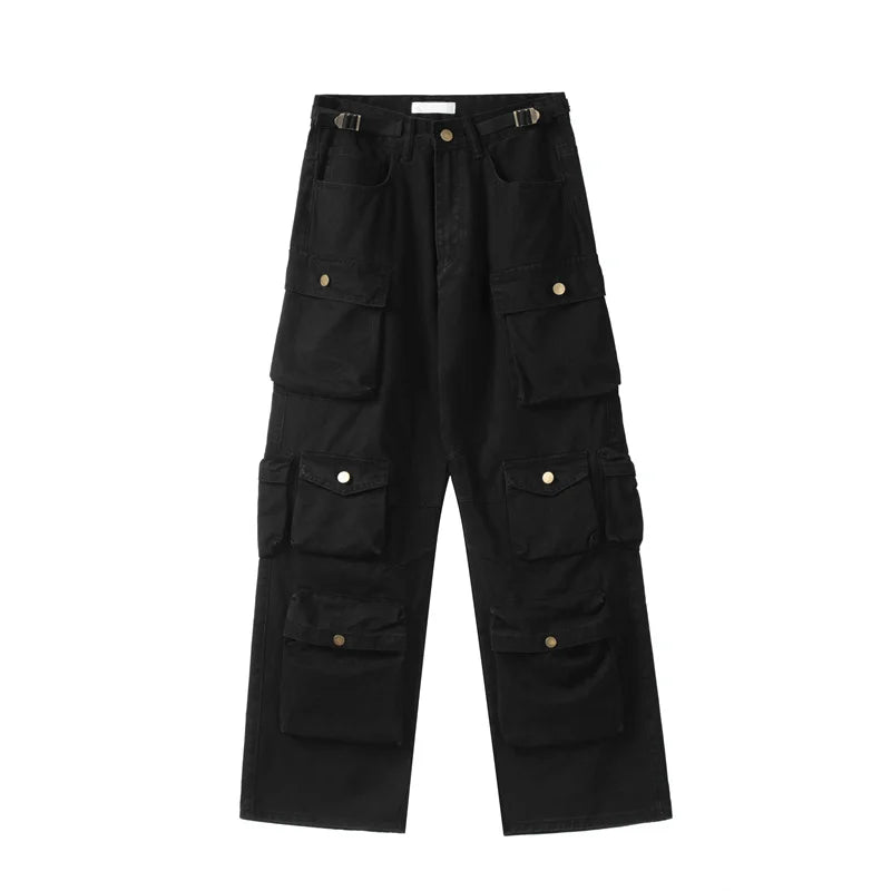 unisex hip hop pants retro cargo pant streetwear multi pockets zipper harajuku joggers new casual loose straight baggy trousers unique joggers style 2060