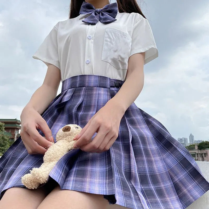 Jk Uniforms Gyaru School Uniform for Girl Student Pleated Skirt Uniform Set Women Short Sleeve Bow Tie Seifuku Japanese Style
