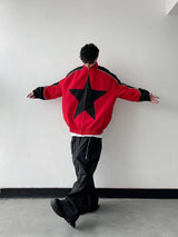 minimalist street zip-up, streetwear for men, fall streetwear outfit, oversized style, layered fashion, modern aesthetic, graphic detail