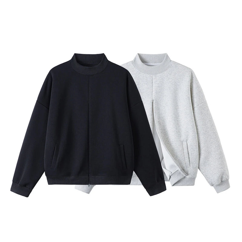 Stand Collar Half Zipper Pullover Casual Sweatshirt Men Women Streetwe