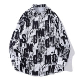 Hip Hop Multi Letter Graphic Print Long Sleeve Shirts For Men Irregula