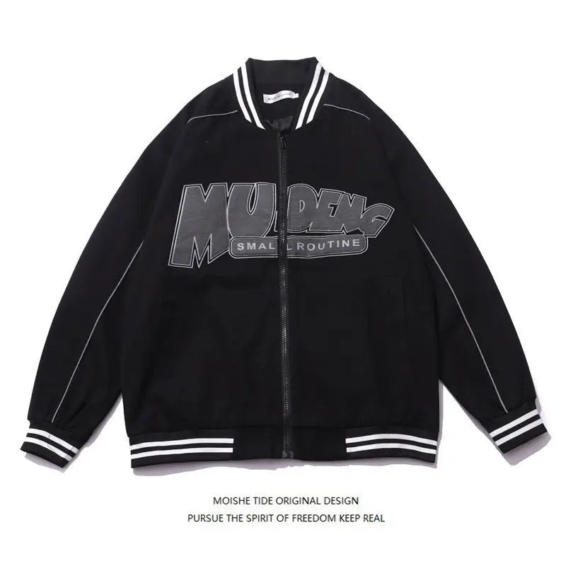 2024 New Autumn Clothing Korean Y2K Retro Letter Print Couple Baseball Uniforms Men Women Ins Loose Hip-Hop Personalized Jackets
