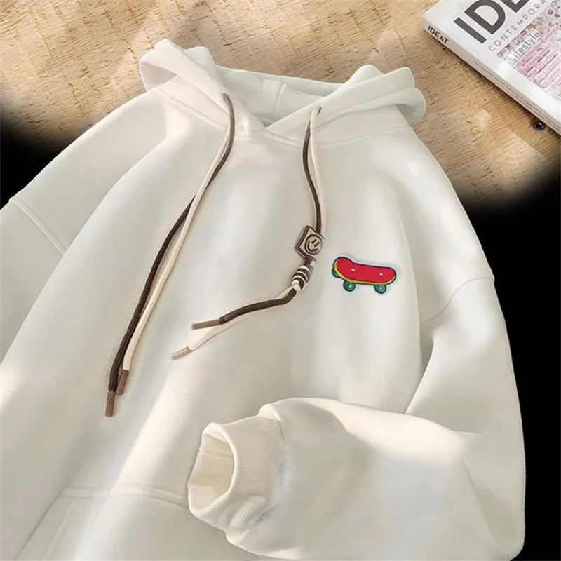 Autumn Kawaii Skateboard Graphic Hoody Mens New In Cotton Fleece Retro