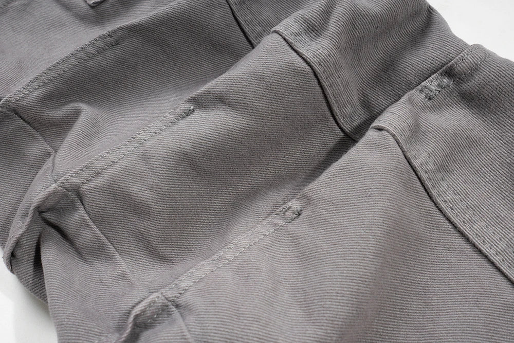 streetwear big pockets sashes pleated baggy jeans for men and women washed straight casual cargo pants oversize denim trousers 1 unique cargo style 79