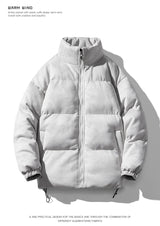 Streetwear Men's Winter Harajuku Fashion Jacket Parkas Bubble Jacket Oversize Warm Solid Coat Faux Suede Puffer Jacket