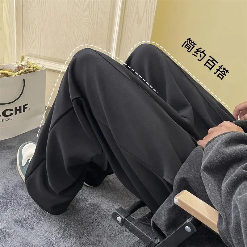 black gray white casual pants men sports pants men sweatpants streetwear loose straight wide leg pants mens joggers trousers relaxed fit joggers