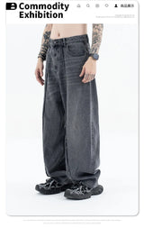 2024 autumn and winter new stitching straight jeans