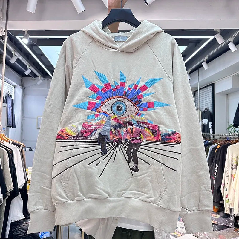 Neon gradient hoodie with Y2K fashion aesthetic