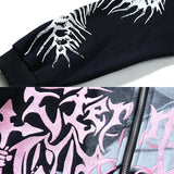 Chaopin High Street Brushed Kanye Vintage Dinosaur Bone Print Hoodie H
